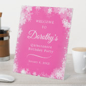 Quinceanera 6 Party Schneeflocke Rosa Herzlich Wil Sockelschild (In Situ)