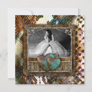 Quinceanera-Abschluss Süße 16 Vintage-Leder-Foto Einladung