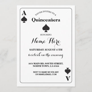 Quinceañera Ace Spades Spielkarte Vegas Geburtstag Einladung
