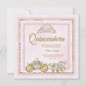 Quinceanera Ainderella Blush Pink Carriage 2 Einladung (Vorderseite)