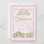 Quinceanera Ainderella Blush Pink Carriage Einladung (Vorderseite)