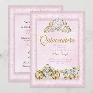 Quinceanera Ainderella Blush Pink Carriage Einladung