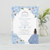 Quinceanera Ainderella Princess Blue Rose Geburtst Einladung (Stehend Vorderseite)