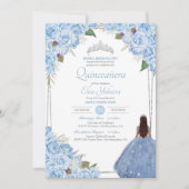 Quinceanera Ainderella Princess Blue Rose Geburtst Einladung (Vorderseite)