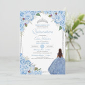 Quinceanera Ainderella Princess Blue Rose Geburtst Einladung (Stehend Vorderseite)