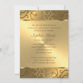 Quinceanera Alle Gold Filigree Swirl Grenze Einladung (Vorderseite)