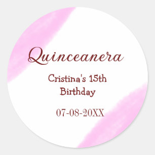 Quinceanera anos 15. Geburtstag hinzufügen Namen T Runder Aufkleber