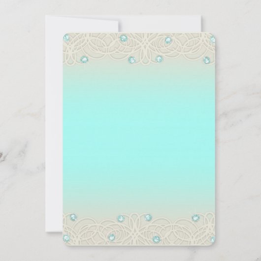 Quinceanera Aqua Sparkle und Lace Einladung (Rückseite)