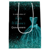 Quinceanera Aquamarin Blue Dress Imitate Glitzer Mittlere Geschenktüte (Rückseite)
