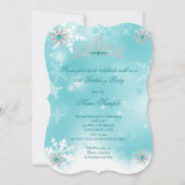 Quinceanera Aquamarin Blue Pearl Snowflake 15 Gebu Einladung (Rückseite)
