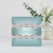 Quinceanera Aquamarin Blue Silver Jewel 15. Geburt Einladung (Stehend Vorderseite)