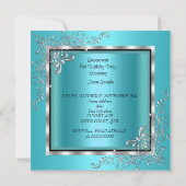 Quinceanera Aquamarin Blue Silver Tiara Eiffelturm Einladung (Rückseite)