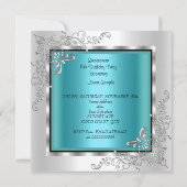 Quinceanera Aquamarin Blue Silver Tiara Eiffelturm Einladung (Rückseite)