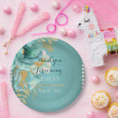 Quinceanera Aquamarin Gold Personalisierte Papierp Pappteller (Party)