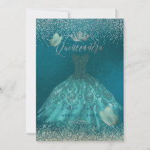 Quinceanera Aquamarin Ombre Butterflies Prinzessin