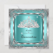Quinceanera Aquamarin Silver Diamond Tiara 15. Par Einladung (Vorderseite)
