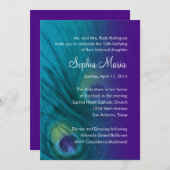 Quinceanera Aquamarin und Lila Einladung (Vorne/Hinten)