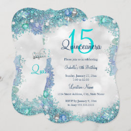 Quinceanera Aquamariner Blauer Ozean Himmel Geburt Einladung