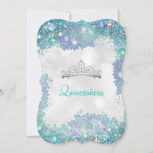 Quinceanera Aquamariner Blauer Ozean Himmel Geburt Einladung (Rückseite)