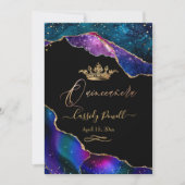 Quinceanera, Aquarellfarben Galaxy Agate Imitats G Einladung (Vorderseite)
