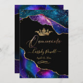 Quinceanera, Aquarellfarben Galaxy Agate Imitats G Einladung (Vorne/Hinten)