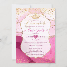 Quinceanera, Aquarellfarben, rosa Imitate Gold Einladung