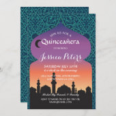 Quinceanera Arabian Nights Geburtstagsparty Einlad Einladung (Vorne/Hinten)