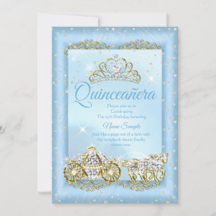 Quinceañera Aschenputtel Blau Märchen Kutsche Einladung