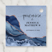 Quinceañera Azul con Agate y Papel Aluminio Azul Geschenkanhänger (Rückseite)