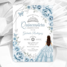 Quinceanera Baby Blue Dress Silver Floral
