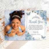 Quinceañera Baby Blue Floral Foto Danke Karte