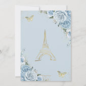 Quinceañera Baby Blue Floral Paris Eiffel Frankrei Einladung (Rückseite)