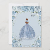Quinceañera Baby Blue Floral Silver Red Hair Girl Einladung (Rückseite)