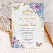 Quinceanera Baby Blue Lila Lilac Floral Einladung