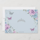 Quinceanera Baby Blue Lila Lilac Floral Silver Einladung (Rückseite)