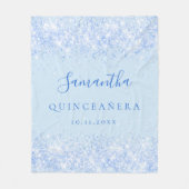 Quinceanera Baby Blue Name Datum Glitzer Staub Fleecedecke (Vorderseite)