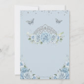 Quinceañera Baby Blue Rose Floral Silver Crown Einladung (Rückseite)