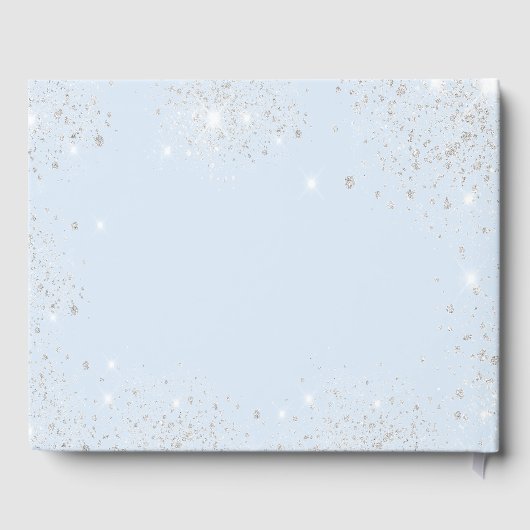 Quinceanera Baby Blue Silber Glitzern Gästebuch (Rückseite)
