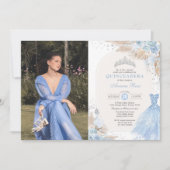 Quinceañera Baby Blue Silver Boho Mis Quince Anos Einladung (Vorderseite)