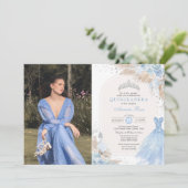 Quinceañera Baby Blue Silver Boho Mis Quince Anos Einladung (Stehend Vorderseite)