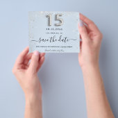 Quinceanera Baby Blue Silver Budget Save the Date Flyer (Gruppe)