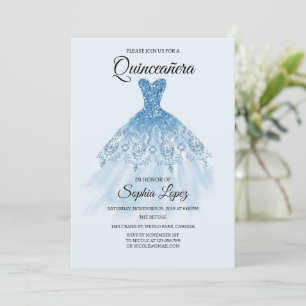 Quinceanera Baby Blue Theme, Mis Quince Einladung