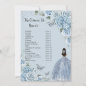 Quinceañera Baby Soft Blue Floral 15 Años Padrinos Einladung (Rückseite)