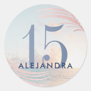 Quinceañera Beach 15. Geburtstag Gefallen Runder Aufkleber