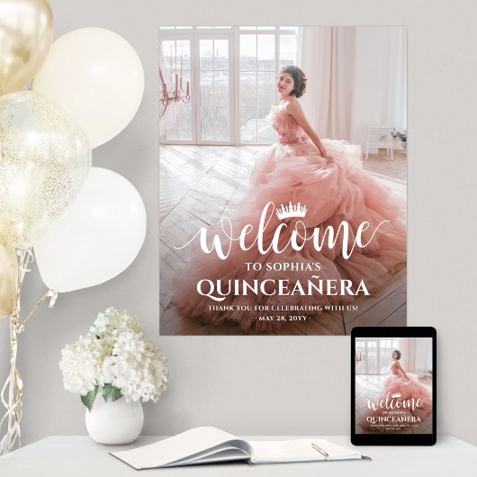 Quinceañera Begrüßungsschrift & Foto 15. Geburtsta Poster