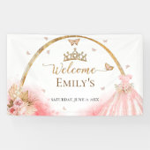 Quinceanera Begrüßungszeichen | Boho Pink Floral Banner (Horizontal)