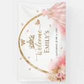 Quinceanera Begrüßungszeichen | Boho Pink Floral Banner (Vertikal)