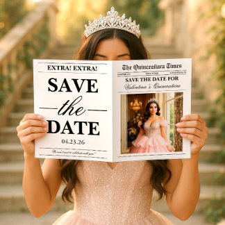 Quinceañera Bewahrung des Datums Zeitungs-Fotoshoo Karte