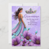 Quinceanera Birthday Aquamarinen Lila Tiara Dress Einladung (Vorderseite)