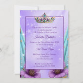 Quinceanera Birthday Aquamarinen Lila Tiara Dress Einladung (Rückseite)